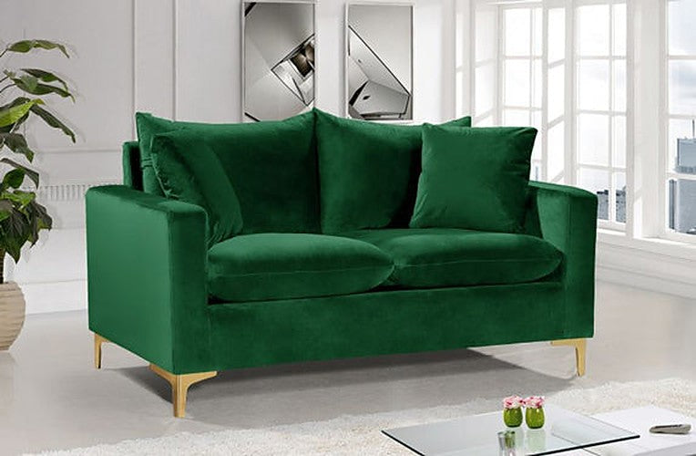 Meridian Furniture - Naomi Velvet Loveseat in Green - 633Green-L - GreatFurnitureDeal