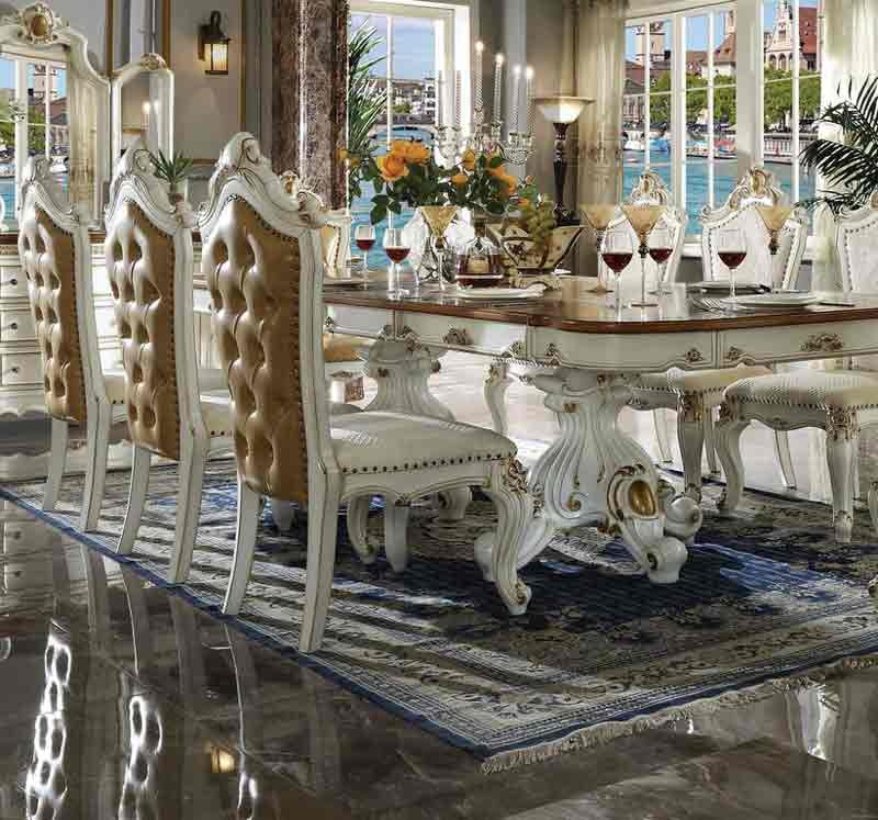 Acme Furniture - Picardy Fabric/PU & Antique Pearl Side Chair (Set