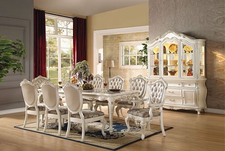 Acme Furniture - Chantelle Marble Top Pearl White Dining Table - 63540 - GreatFurnitureDeal