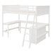 GFD Home - Full size Loft Bed with Shelves and Desk, Wooden Loft Bed with Desk - White - GreatFurnitureDeal