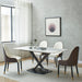 GFD Home - Sintered stone dinning table with 4 pcs Chairs ,Carrara white color , Modern Dinning table 63inch with solid black frame - GreatFurnitureDeal