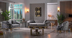 GFD Home - Vanessa Chair Livingroom Set in Grey and Gold with Fabric button-tufted velvet upholstery Finish - GreatFurnitureDeal