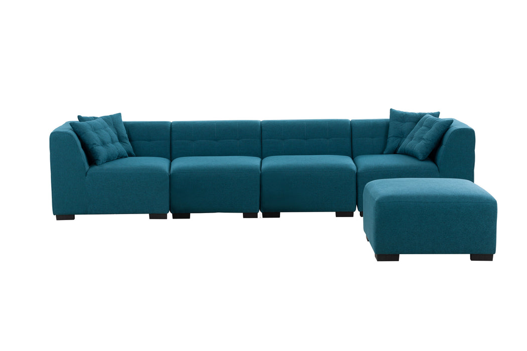 GFD Home - Sectional Sofa with Removable Ottoman Green - GreatFurnitureDeal