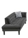 GFD Home - Mary Dark Gray Velvet Tufted Sofa Chaise Chair Ottoman Living Room Set With 6 Accent Pillows - GreatFurnitureDeal