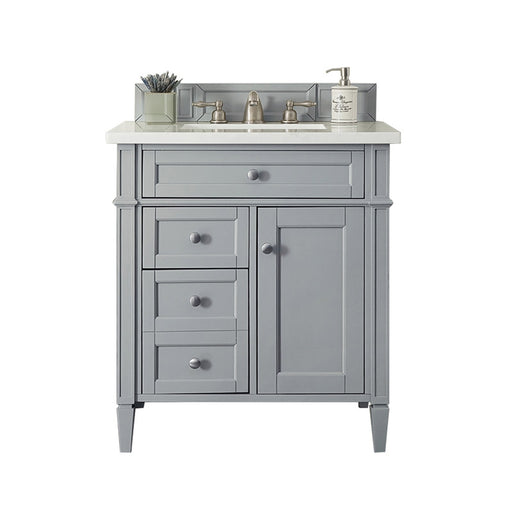 James Martin Furniture - Brittany 30" Single Vanity, Urban Gray with 3 CM Carrara Marble Top - 650-V30-UGR-3CAR - GreatFurnitureDeal