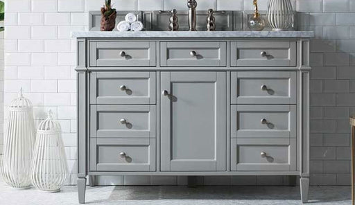 James Martin Furniture - Brittany 48" Urban Gray Single Vanity with 3 CM Carrara Marble Top - 650-V48-UGR-3CAR