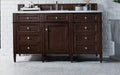 James Martin Furniture - Brittany 60" Burnished Mahogany Single Vanity with 3 CM Carrara Marble Top - 650-V60S-BNM-3CAR