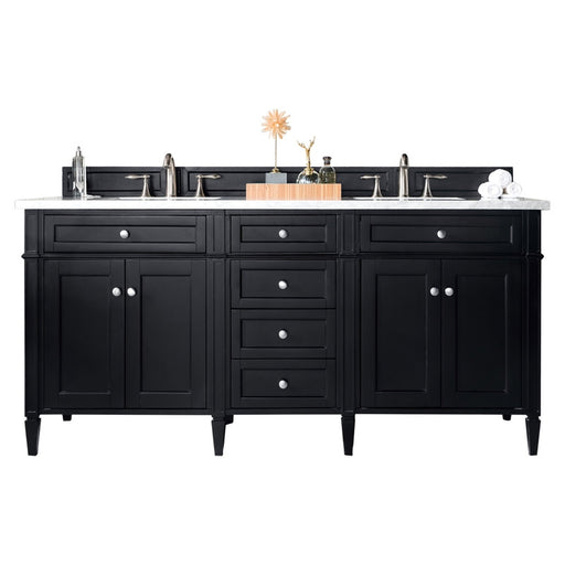 James Martin Furniture - Brittany 72" Double Vanity, Black Onyx with 3 CM Carrara Marble Top - 650-V72-BKO-3CAR - GreatFurnitureDeal