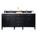 James Martin Furniture - Brittany 72" Double Vanity, Black Onyx with 3 CM Carrara Marble Top - 650-V72-BKO-3CAR - GreatFurnitureDeal