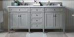 James Martin Furniture - Brittany 72" Urban Gray Double Vanity with 3 CM Arctic Fall Solid Surface Top - 650-V72-UGR-3AF