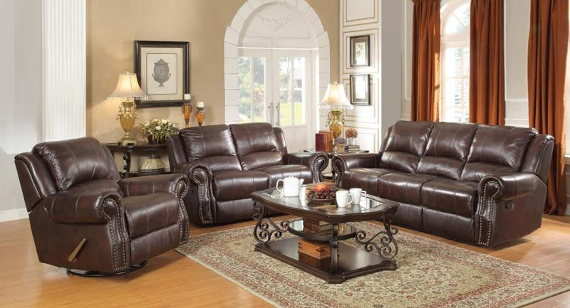 Coaster Furniture - Sir Rawlinson 2 Piece Reclining Sofa Set in Dark Brown - 650161-S2 - GreatFurnitureDeal