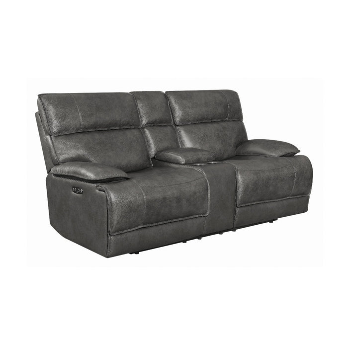 Coaster Furniture - Stanford Cushion Back Power Loveseat Charcoal - 650222P