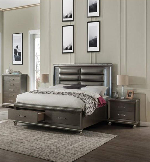 Acme Furniture - Sadie 3 Piece Eastern King w-Storage (LED) Bedroom Set in Dark Champagne - 27937EK-3SET - GreatFurnitureDeal