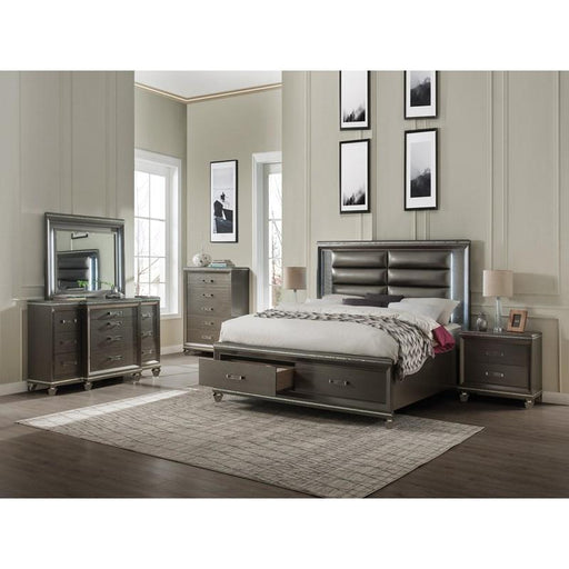 Acme Furniture - Sadie 5 Piece Eastern King w-Storage (LED) Bedroom Set in Dark Champagne - 27937EK-5SET - GreatFurnitureDeal