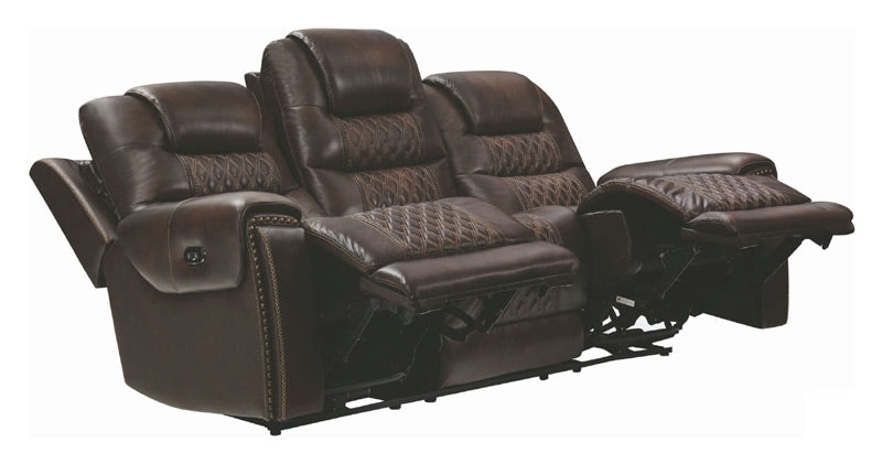 Coaster Furniture - North Dark Brown Power Reclining Sofa With Power Headrest - 650401PP - GreatFurnitureDeal