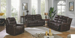 Coaster Furniture - North Dark Brown Power Reclining Sofa With Power Headrest - 650401PP - Room View