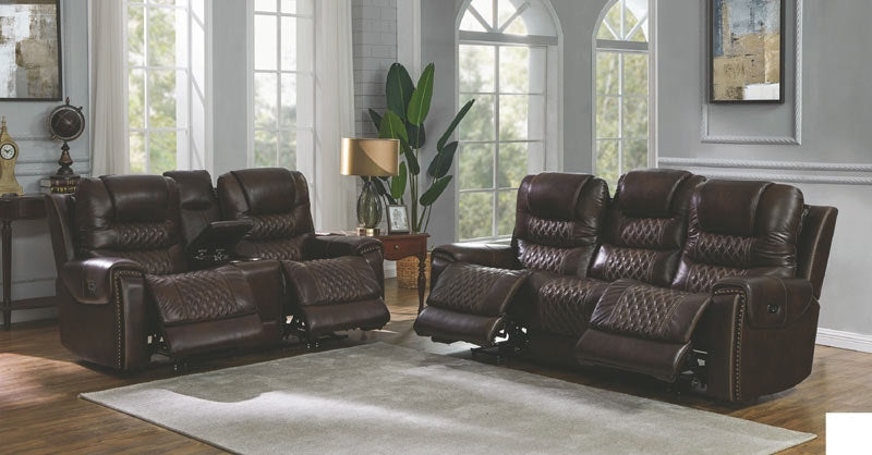 Coaster Furniture - North Dark Brown Power Reclining Sofa With Power Headrest - 650401PP - Room View