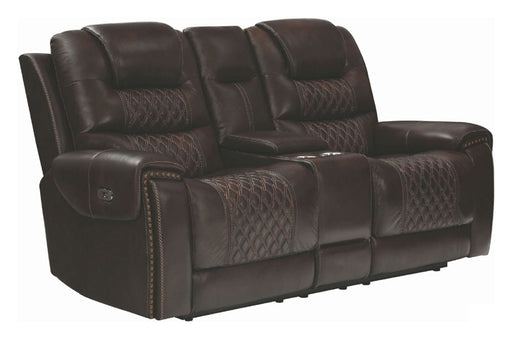 Coaster Furniture - North Dark Brown Power Reclining Loveseat With Power Headrest - 650402PP - GreatFurnitureDeal