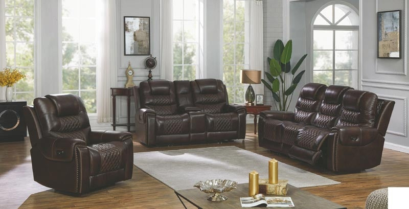 Coaster Furniture - North Dark Brown Power Reclining Loveseat With Power Headrest - 650402PP - Room View