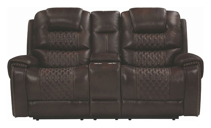 Coaster Furniture - North Dark Brown Power Reclining Loveseat With Power Headrest - 650402PP - Front View