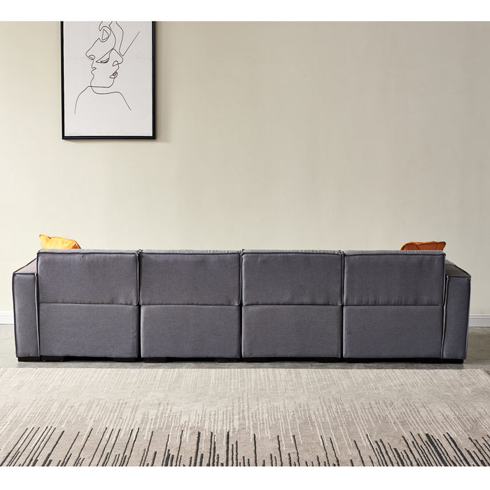 GFD Home - Modular U Shape Sectional Fabric Sofa (Grey) - GreatFurnitureDeal