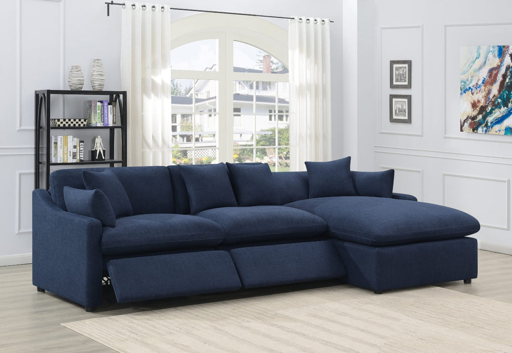 Coaster Furniture - Destino 3-Piece Modular Power Sectional Midnight Blue - 651551P-S3