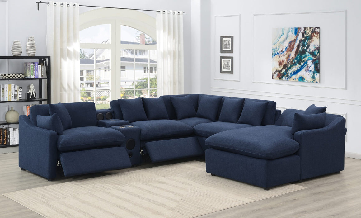 Coaster Furniture - Destino 6-Piece Modular Power Sectional Midnight Blue - 651551P-S6 - GreatFurnitureDeal
