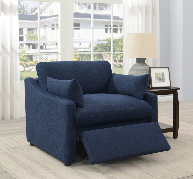 Coaster Furniture - Destino Cushion Back Power Recliner Midnight Blue - 651552P