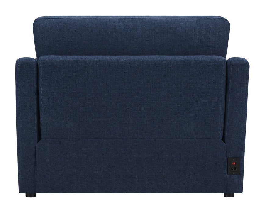 Coaster Furniture - Destino Cushion Back Power Recliner Midnight Blue - 651552P