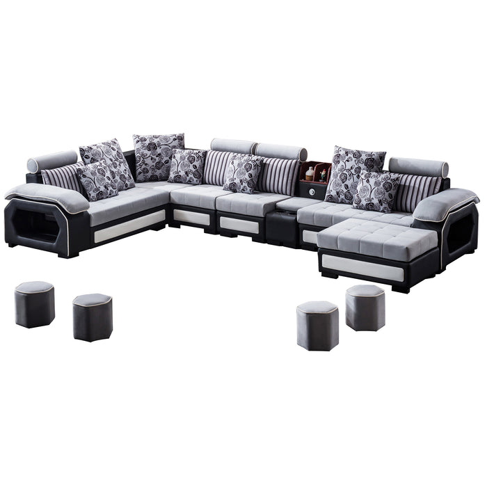 GFD Home - Large Modern Sectional Couch, Modular Sofa Set with Ottoman, Size: 156"L x 94"D x 28"H - GreatFurnitureDeal