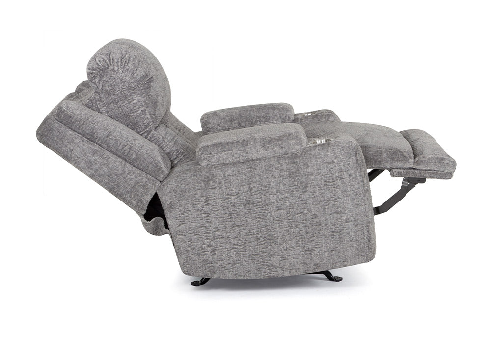 Franklin Furniture - Denali Power Reclining Rocker Recliner w/ Power Headrest, Dual Arm Storage, Massage, and Cupholders in Ash - 6552-ASH