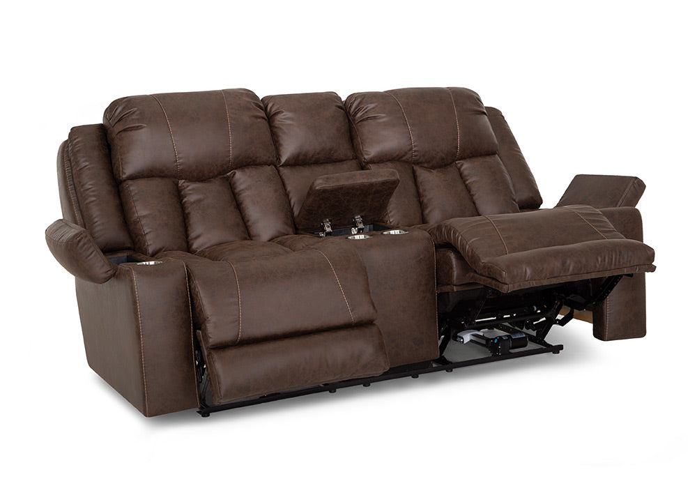 Franklin Furniture - Denali Power Reclining Console Loveseat w-Power Headrest-Storage-Cupholders in Espresso - 65235 ESPRESSO - GreatFurnitureDeal