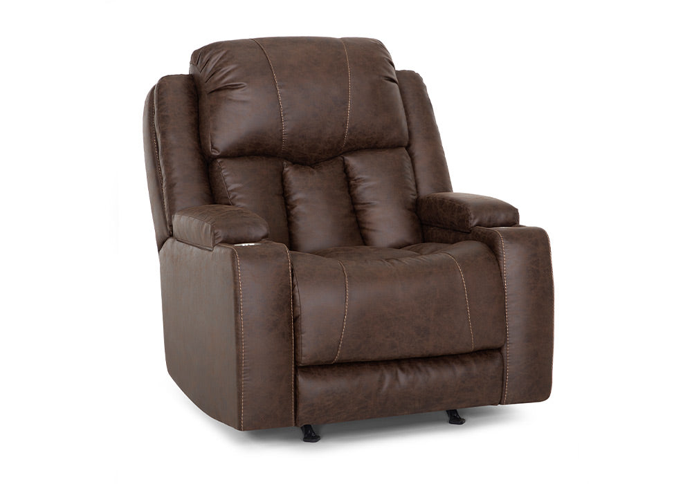 Franklin Furniture - Denali Power Reclining Rocker Recliner w/ Power Headrest, Dual Arm Storage, Massage, and Cupholdersin Espresso - 6552-ESPRESSO