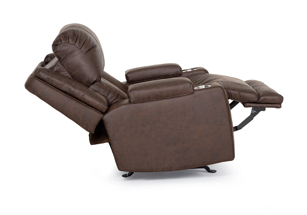 Franklin Furniture - Denali Power Reclining Rocker Recliner w/ Power Headrest, Dual Arm Storage, Massage, and Cupholdersin Espresso - 6552-ESPRESSO
