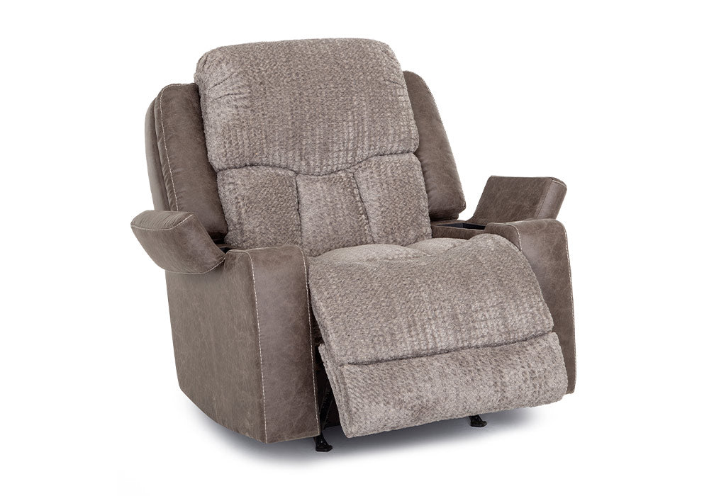 Franklin Furniture - Denali Power Reclining Rocker Recliner w/ Power Headrest, Dual Arm Storage, Massage, and Cupholders in Dove - 6552-DOVE