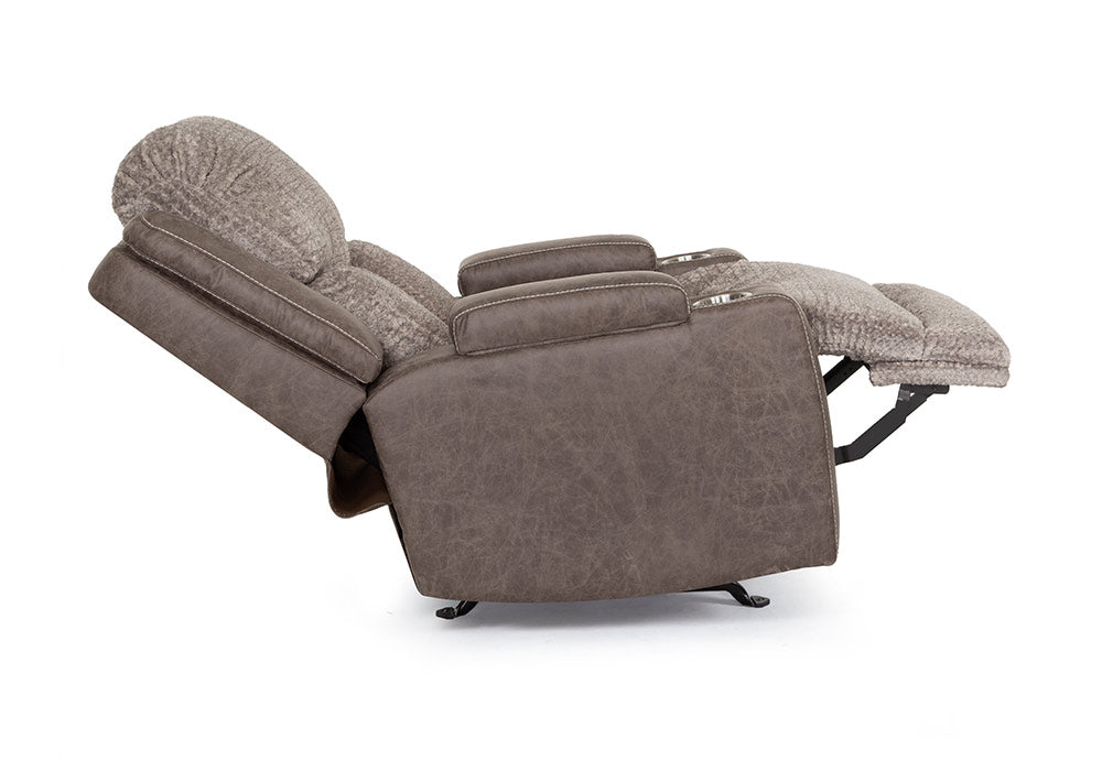 Franklin Furniture - Denali Power Reclining Rocker Recliner w/ Power Headrest, Dual Arm Storage, Massage, and Cupholders in Dove - 6552-DOVE