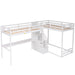 GFD Home - L-Shaped Twin Size Bunk Bed and Loft Bed with Built-in Middle Staircase and Desk, White - GreatFurnitureDeal