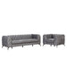 GFD Home - Modern 3-Piece Sofa Sets with Sturdy Metal Legs,Velvet Upholstered Couches Sets Including Three Seat Sofa, Loveseat and Single Chair for Living Room Furniture Set,Gray - GreatFurnitureDeal