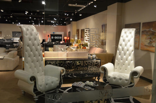 VIG Furniture - Divani Casa Luxe Neo-Classical Pearl White Italian Leather Tall Chair - VGKND6032 - GreatFurnitureDeal