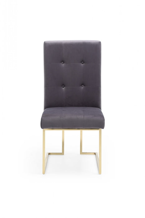 GFD Home - Modrest Legend Modern Grey Fabric & Gold Dining Chair (Set of 2) - GreatFurnitureDeal