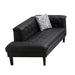 GFD Home - Sarah Black Vegan Leather Tufted Sofa Chaise Chair Ottoman Living Room Set With 6 Accent Pillows - GreatFurnitureDeal