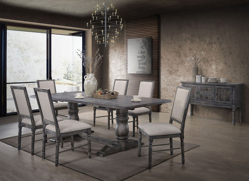 Acme Furniture - Leventis 7 Piece Dining Room Set in Weathered Gray - 66180-7SET - GreatFurnitureDeal