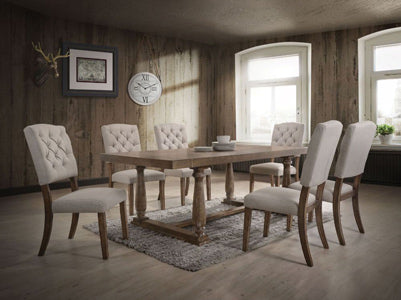 Acme Furniture - Bernard 7 Piece Dining Room Set in Weathered Oak - 66185-7SET - GreatFurnitureDeal