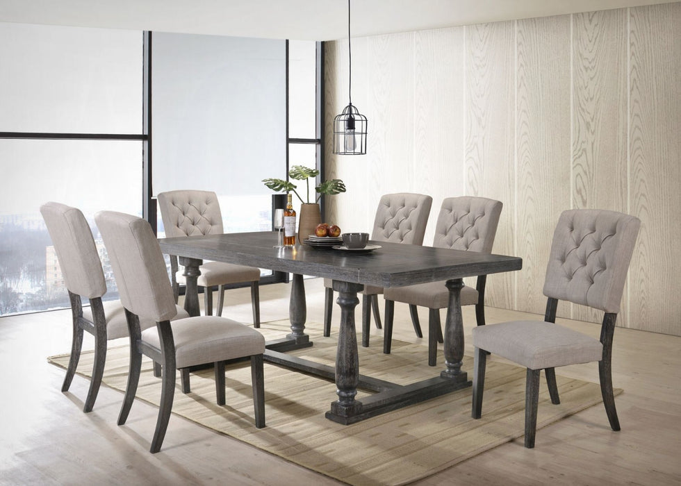 Acme Furniture - Bernard 7 Piece Dining Table Set in Weathered Gray Oak - 66190-7SET - GreatFurnitureDeal