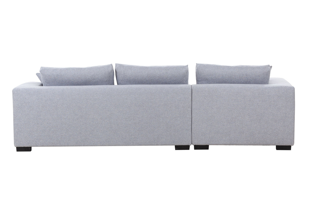 GFD Home - Tufted Fabric 3-Seat L-Shape Sectional Sofa Couch Set w/Chaise Lounge, Ottoman Coffee Table Bench, Light Grey - GreatFurnitureDeal