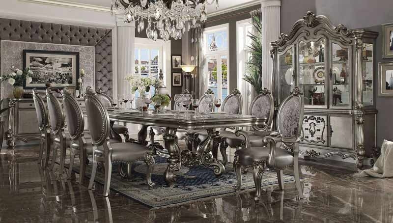 Acme Furniture - Versailles Antique Platinum 10 Piece Dining Table Set - 66820-10SET - GreatFurnitureDeal