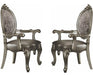 Acme Furniture - Versailles Silver PU & Antique Platinum Dining Arm Chair (Set-2) - 66823 - GreatFurnitureDeal