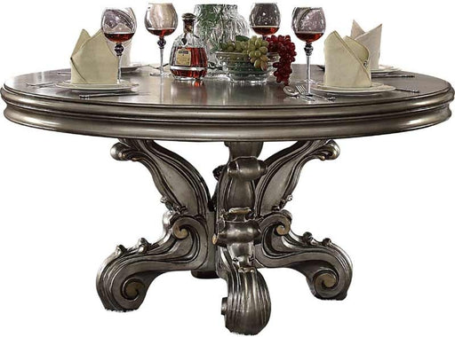 Acme Furniture - Versailles Antique Platinum Round Pedestal Dining Table - 66840 - GreatFurnitureDeal