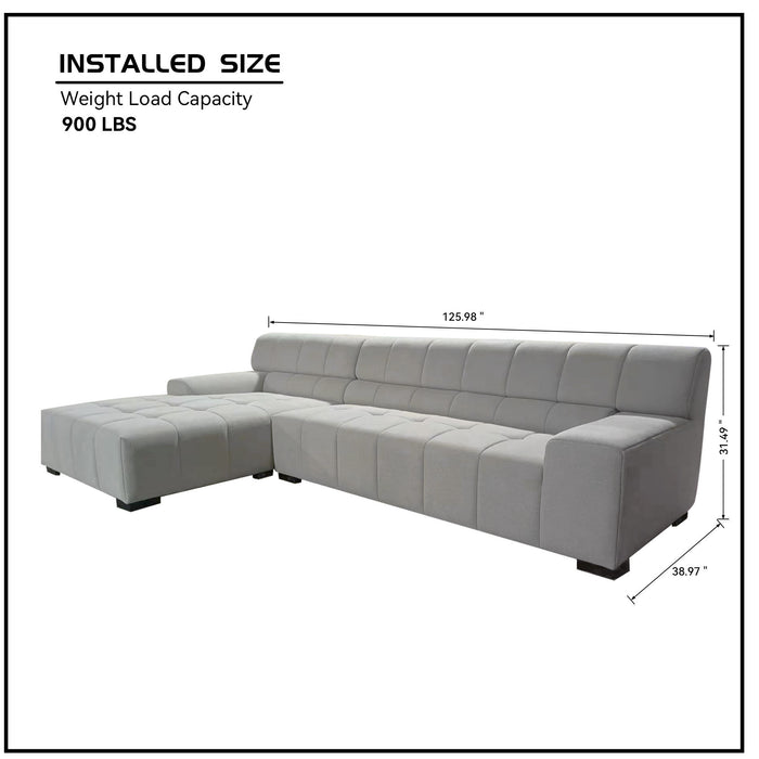 GFD Home - Sectional Sofa Light Grey - GreatFurnitureDeal