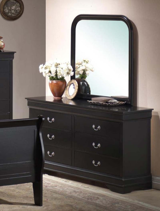Myco Furniture - Louis Philippe Dresser with Mirror in Black - 6707-DR-06-BK